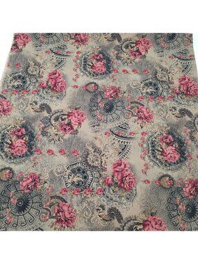 Floral Paisley Fabric Rose Patterns Pink & Beige Upholstery & Apparel 1YD 25"